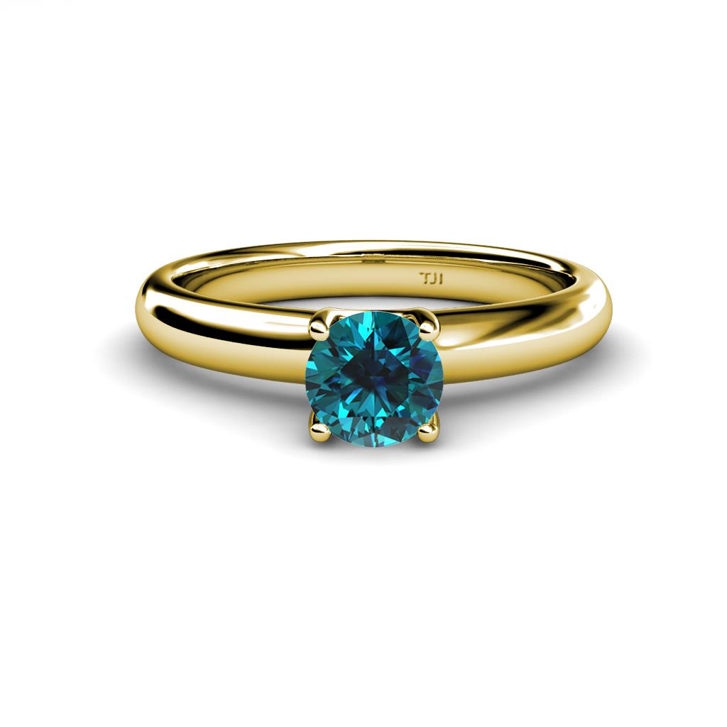 Bianca 6.00 mm Round Blue Diamond Solitaire Engagement Ring 