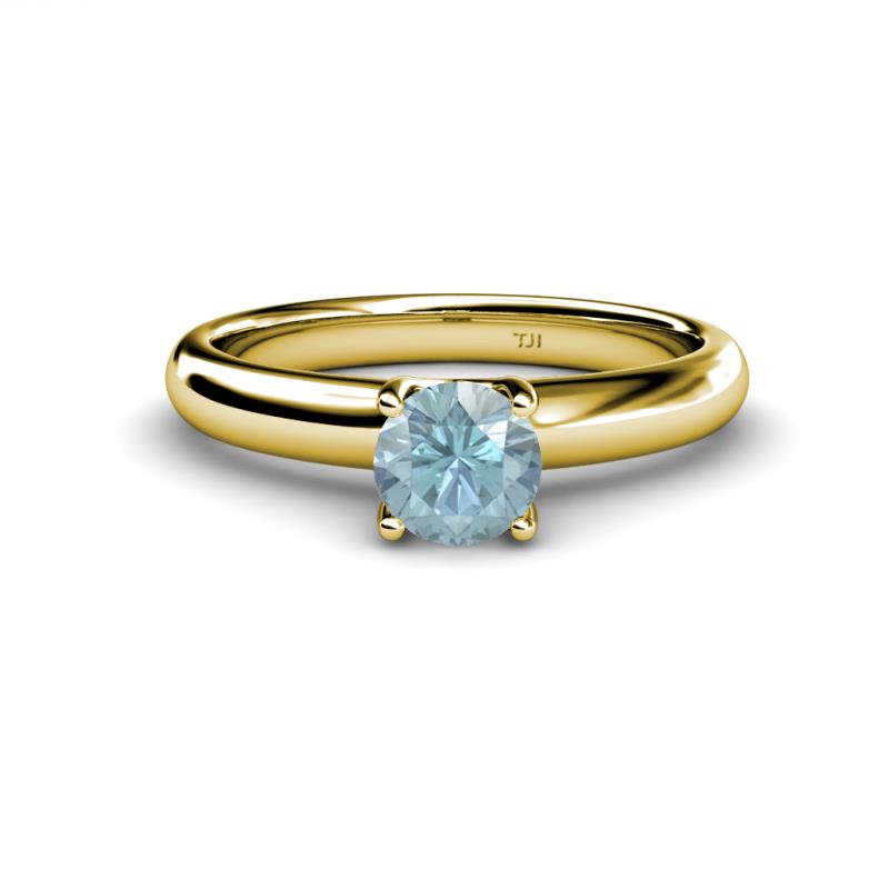 Bianca 6.50 mm Round Aquamarine Solitaire Engagement Ring 