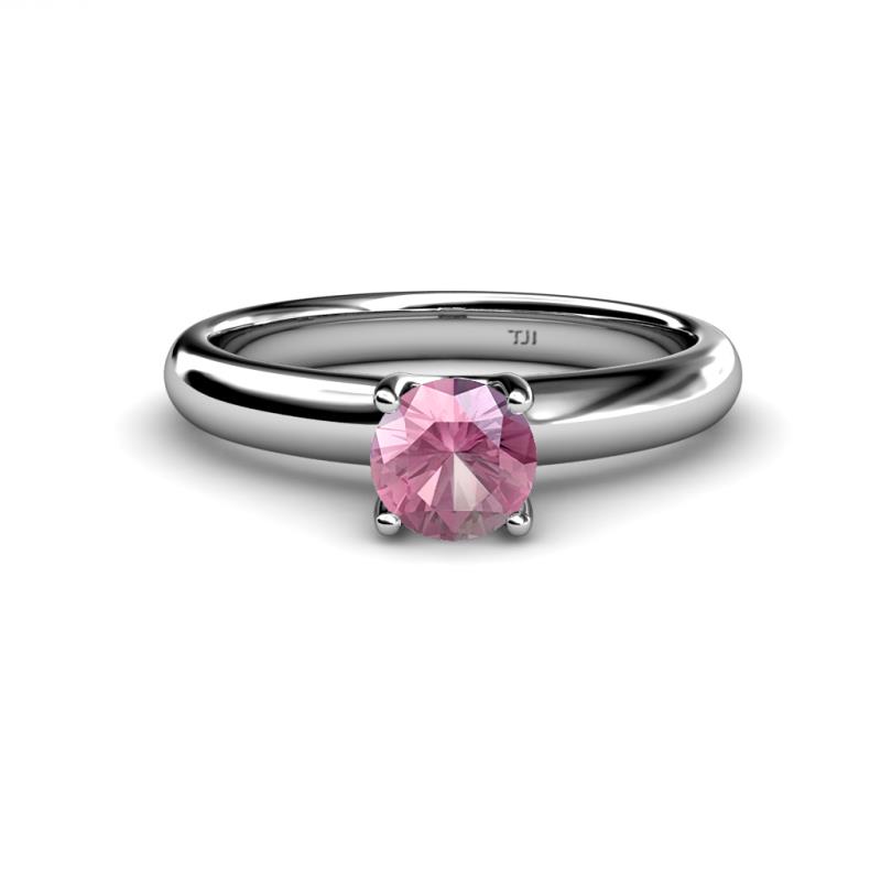 Bianca 6.50 mm Round Pink Tourmaline Solitaire Engagement Ring 
