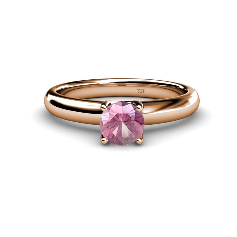 Bianca 6.50 mm Round Pink Tourmaline Solitaire Engagement Ring 