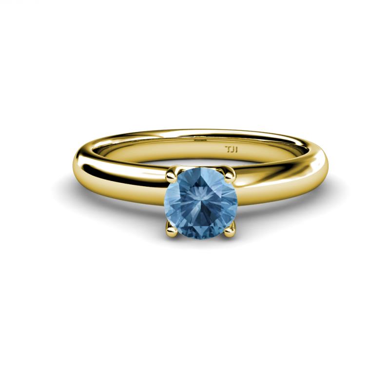 Bianca 6.50 mm Round Blue Topaz Solitaire Engagement Ring 