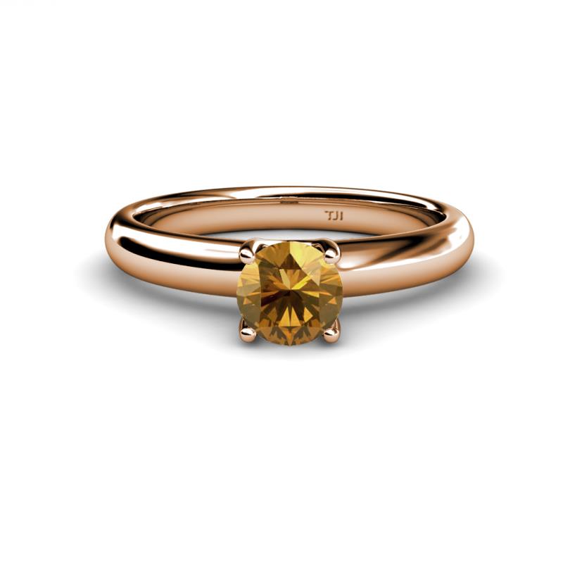 Bianca 6.50 mm Round Citrine Solitaire Engagement Ring 