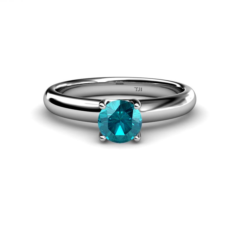 Bianca 6.50 mm Round London Blue Topaz Solitaire Engagement Ring 