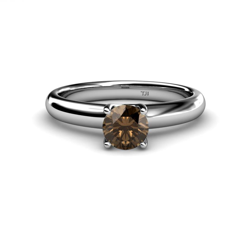 Bianca 6.50 mm Round Smoky Quartz Solitaire Engagement Ring 