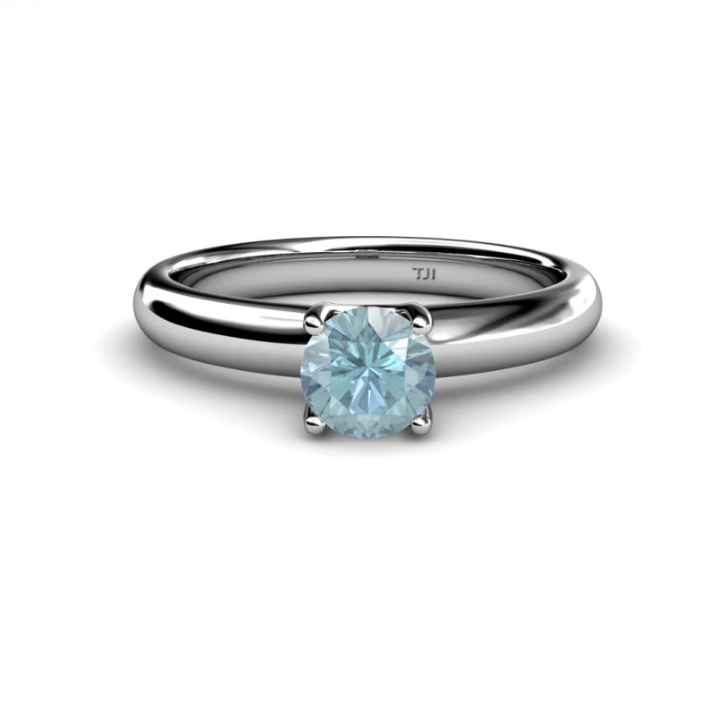 Bianca 6.50 mm Round Aquamarine Solitaire Engagement Ring 
