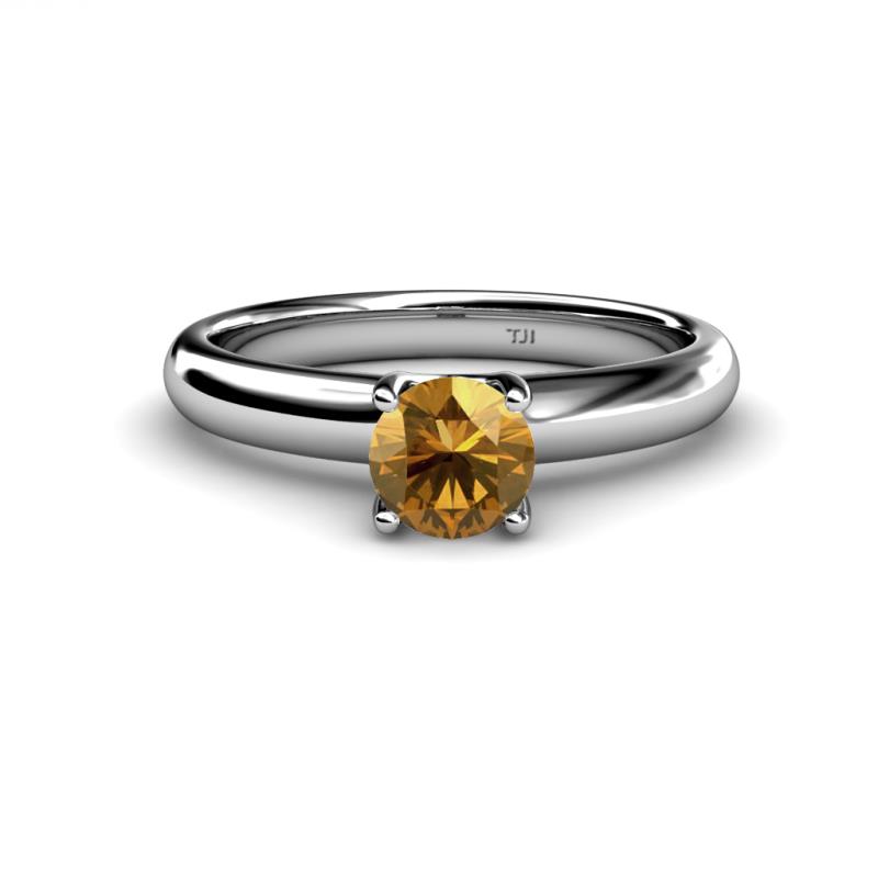 Bianca 6.50 mm Round Citrine Solitaire Engagement Ring 