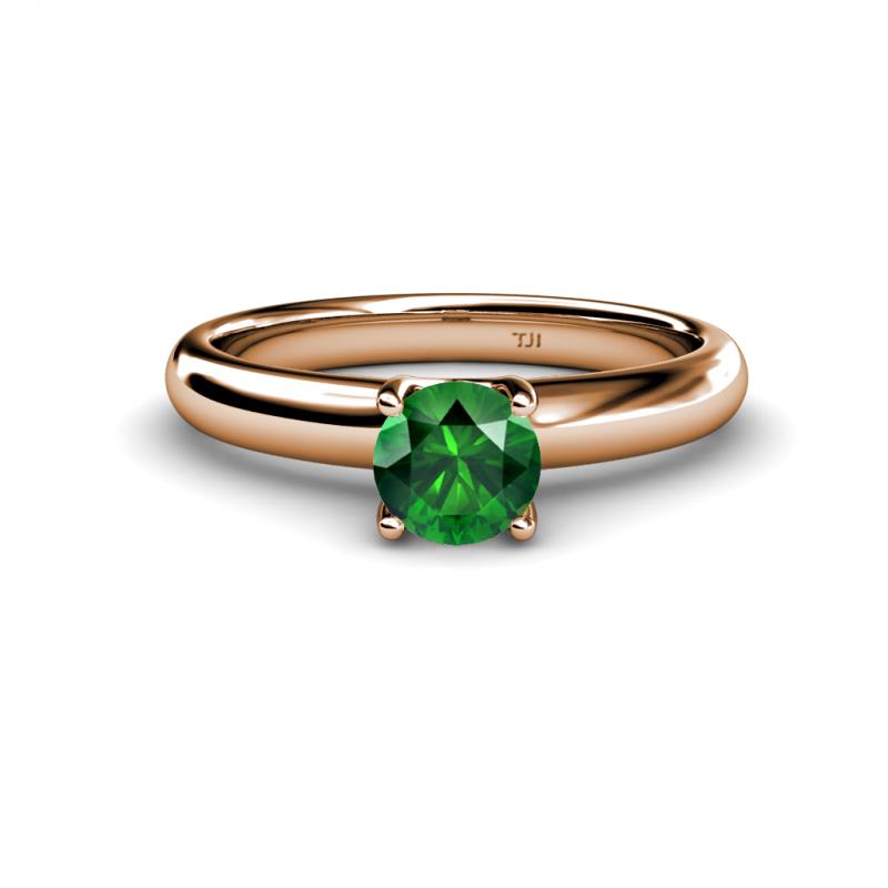 Bianca 6.00 mm Round Emerald Solitaire Engagement Ring 