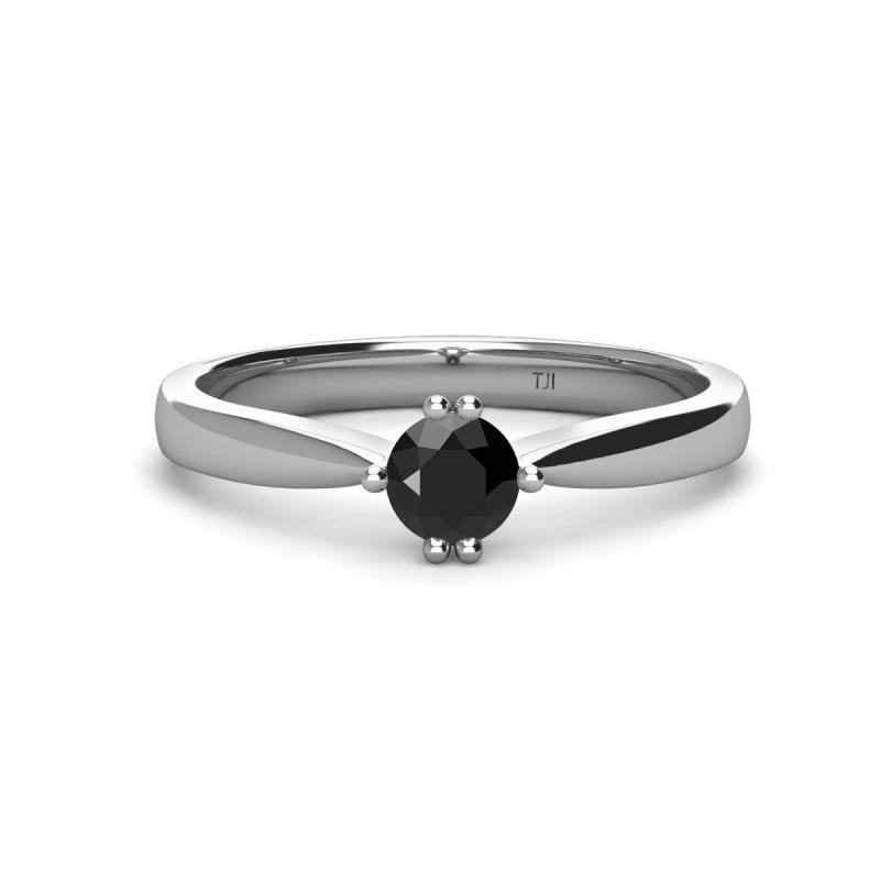 Isla Round Black Diamond Solitaire Engagement Ring Round Black Diamond Six Prong Solitaire Women Ring in K White Gold