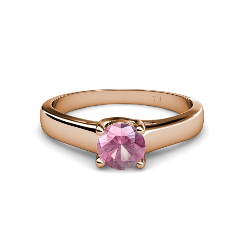 Aveza 6.50 mm Round Pink Tourmaline Solitaire Engagement Ring 