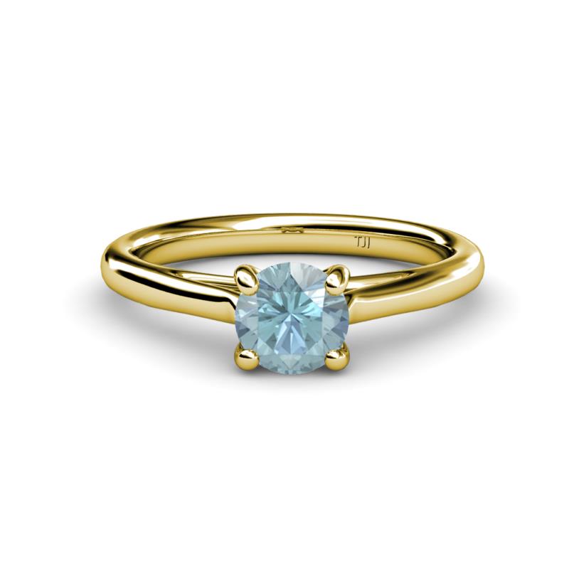 Nitsa 6.50 mm Round Aquamarine Solitaire Engagement Ring 