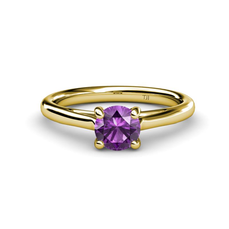 Nitsa 6.50 mm Round Amethyst Solitaire Engagement Ring 