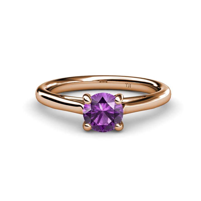 Nitsa 6.50 mm Round Amethyst Solitaire Engagement Ring 