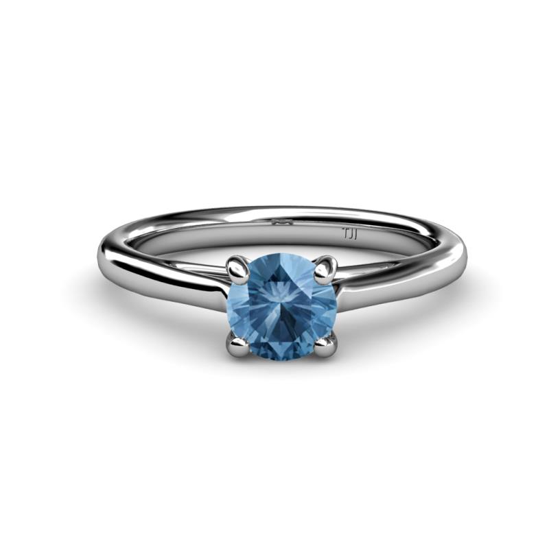 Nitsa 6.50 mm Round Blue Topaz Solitaire Engagement Ring 
