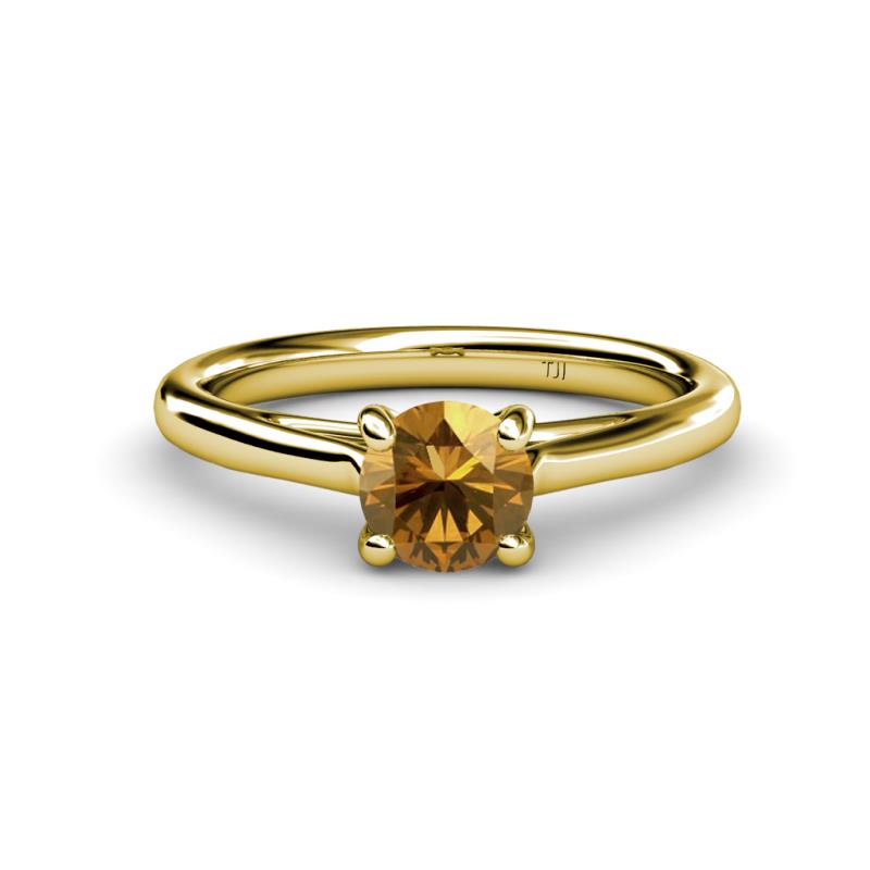 Nitsa 6.50 mm Round Citrine Solitaire Engagement Ring 