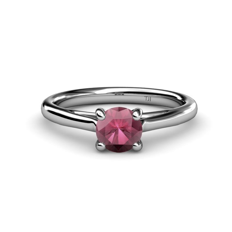 Nitsa 6.50 mm Round Rhodolite Garnet Solitaire Engagement Ring 