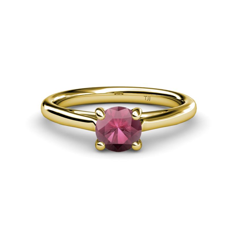 Nitsa 6.50 mm Round Rhodolite Garnet Solitaire Engagement Ring 