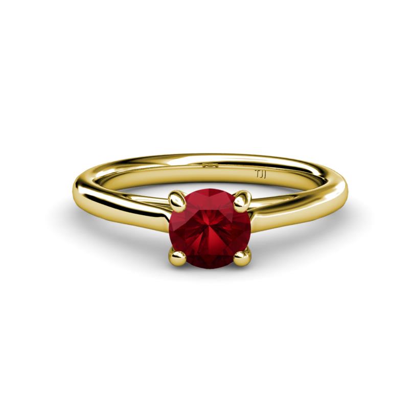 Nitsa 6.00 mm Round Ruby Solitaire Engagement Ring 