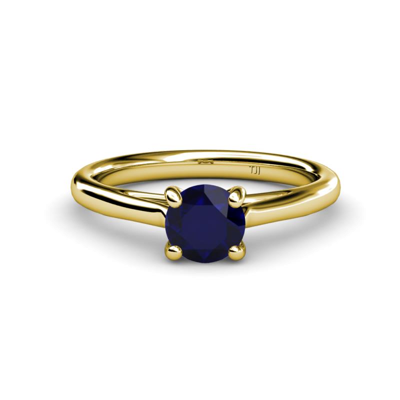 Nitsa 6.00 mm Round Blue Sapphire Solitaire Engagement Ring 