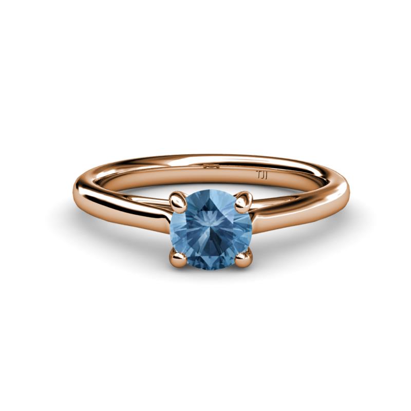 Nitsa 6.50 mm Round Blue Topaz Solitaire Engagement Ring 