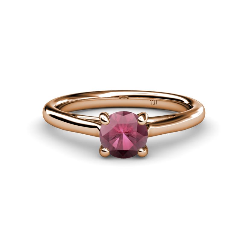 Nitsa 6.50 mm Round Rhodolite Garnet Solitaire Engagement Ring 