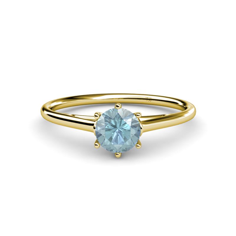 Verena 6.50 mm Round Aquamarine Solitaire Engagement Ring 