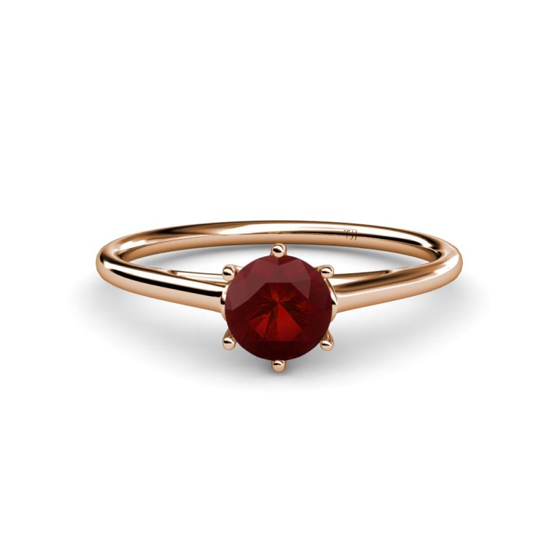 Verena 6.50 mm Round Red Garnet Solitaire Engagement Ring 