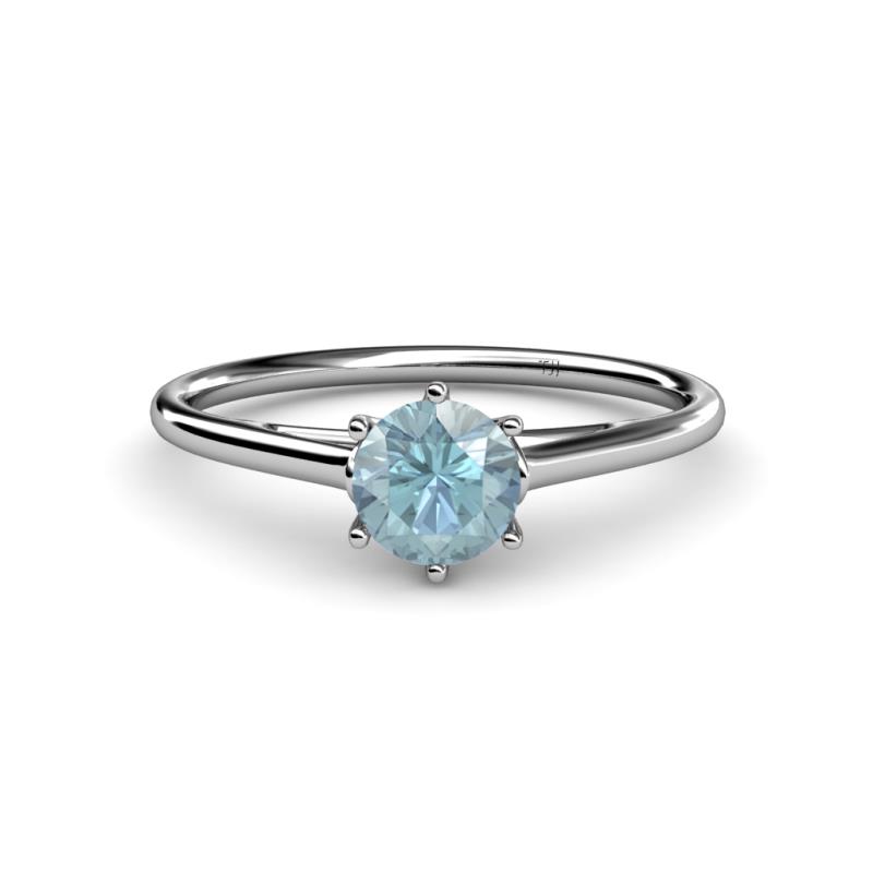 Verena 6.50 mm Round Aquamarine Solitaire Engagement Ring 