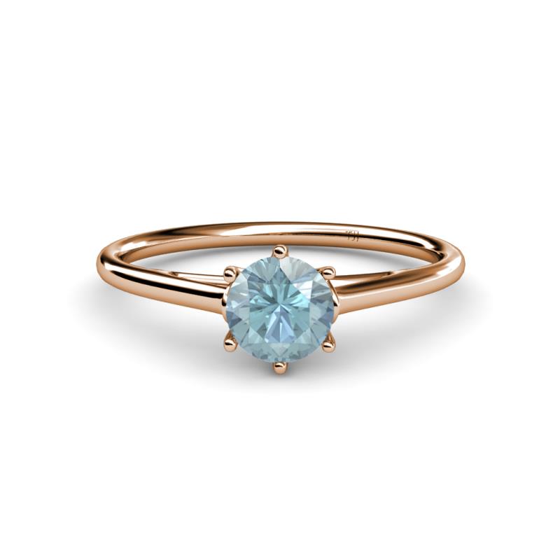 Verena 6.50 mm Round Aquamarine Solitaire Engagement Ring 