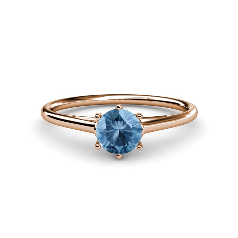 Verena 6.50 mm Round Blue Topaz Solitaire Engagement Ring 