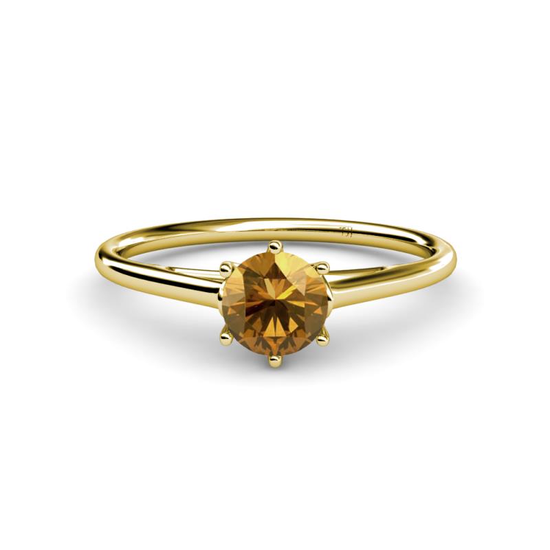 Verena 6.50 mm Round Citrine Solitaire Engagement Ring 