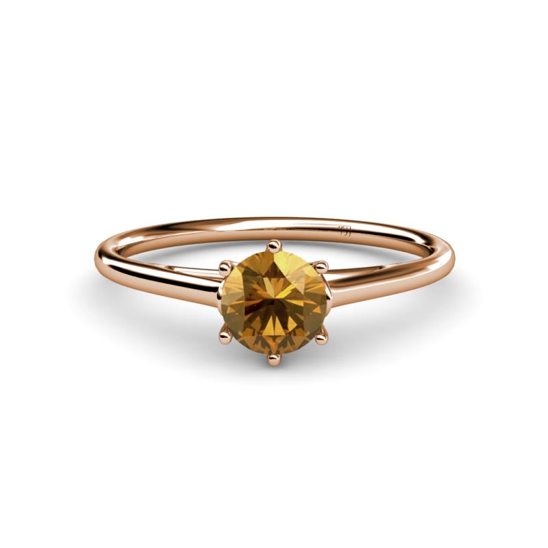Verena 6.50 mm Round Citrine Solitaire Engagement Ring 
