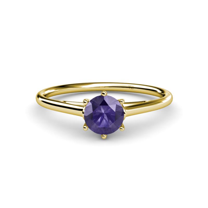 Verena 6.50 mm Round Iolite Solitaire Engagement Ring 