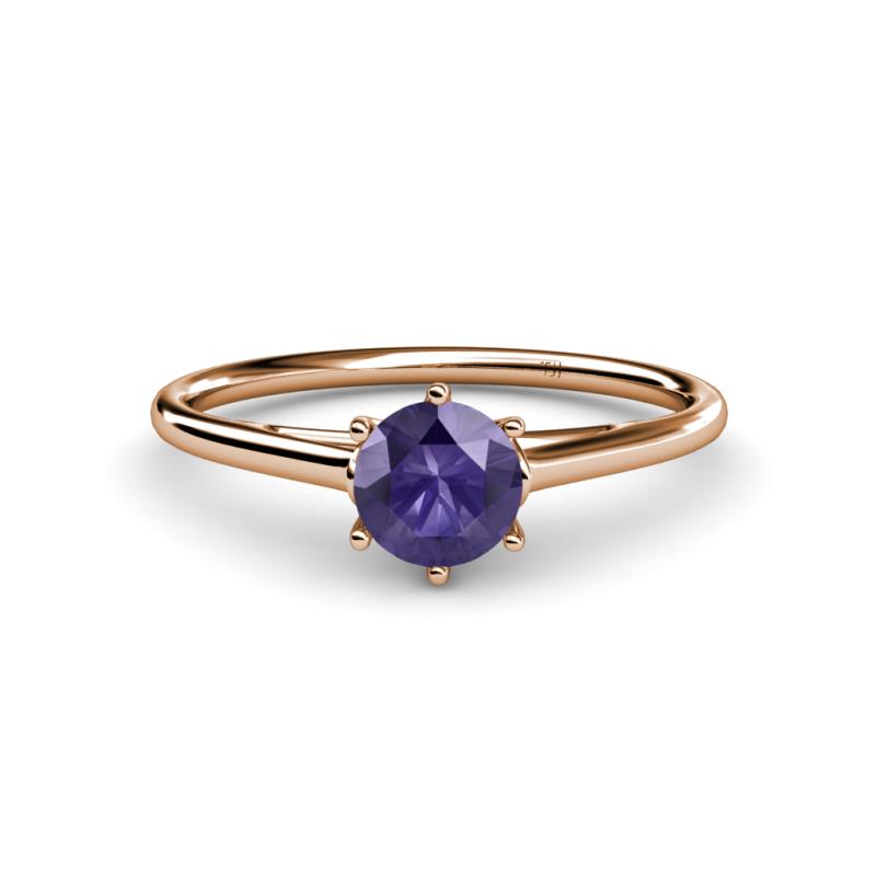 Verena 6.50 mm Round Iolite Solitaire Engagement Ring 