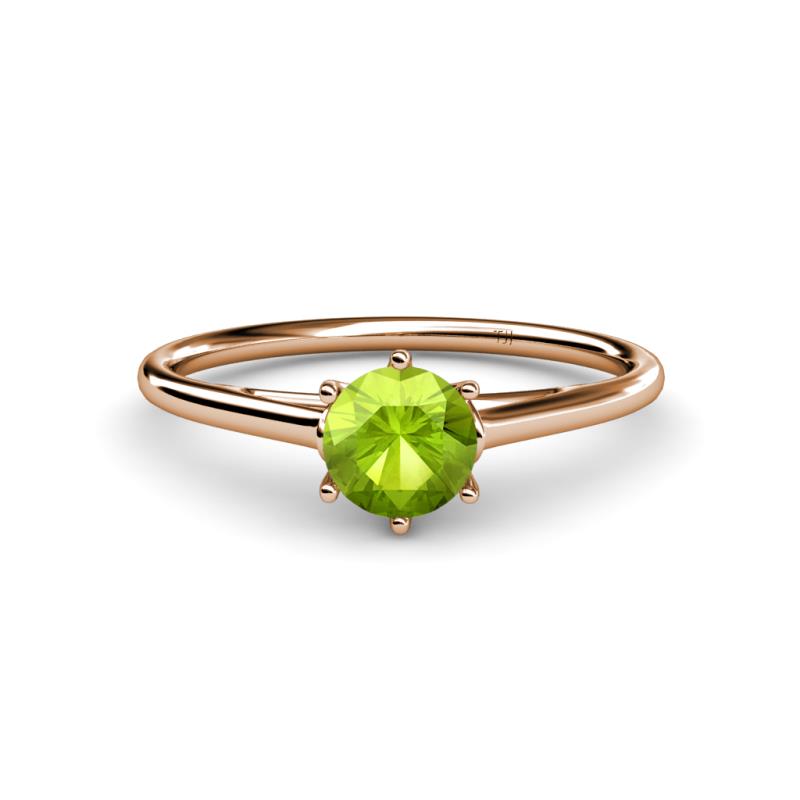 Verena 6.50 mm Round Peridot Solitaire Engagement Ring 
