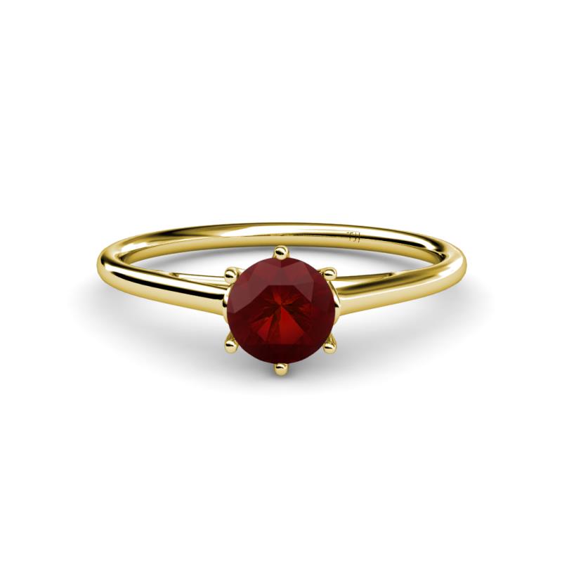 Verena 6.50 mm Round Red Garnet Solitaire Engagement Ring 