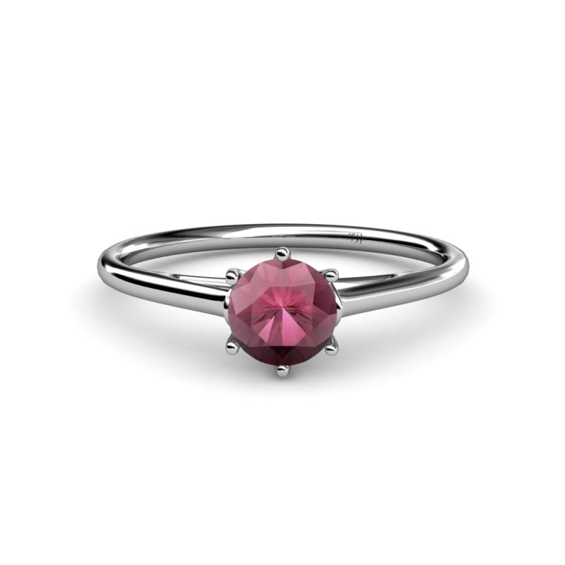 Verena 6.50 mm Round Rhodolite Garnet Solitaire Engagement Ring 