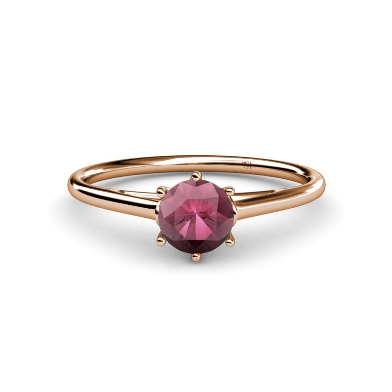 Verena 6.50 mm Round Rhodolite Garnet Solitaire Engagement Ring 