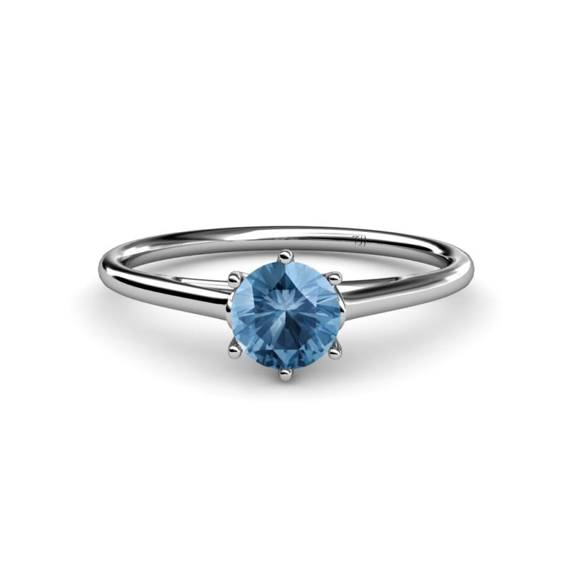 Verena 6.50 mm Round Blue Topaz Solitaire Engagement Ring 