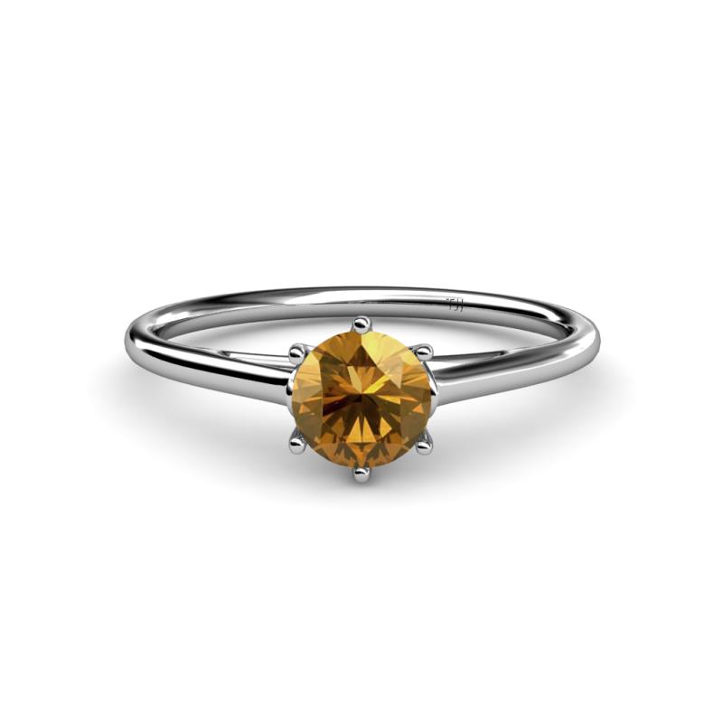 Verena 6.50 mm Round Citrine Solitaire Engagement Ring 
