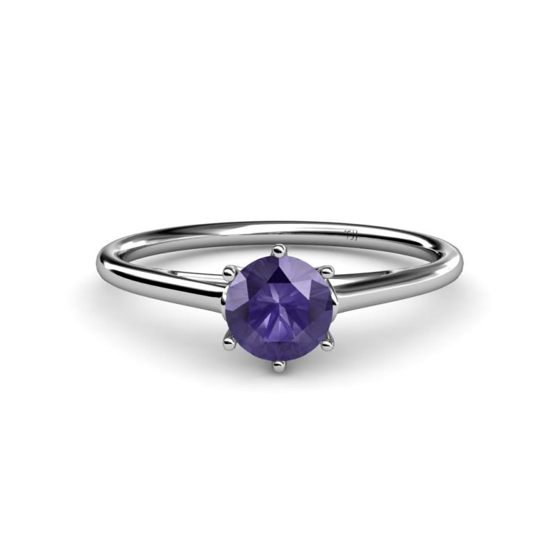 Verena 6.50 mm Round Iolite Solitaire Engagement Ring 