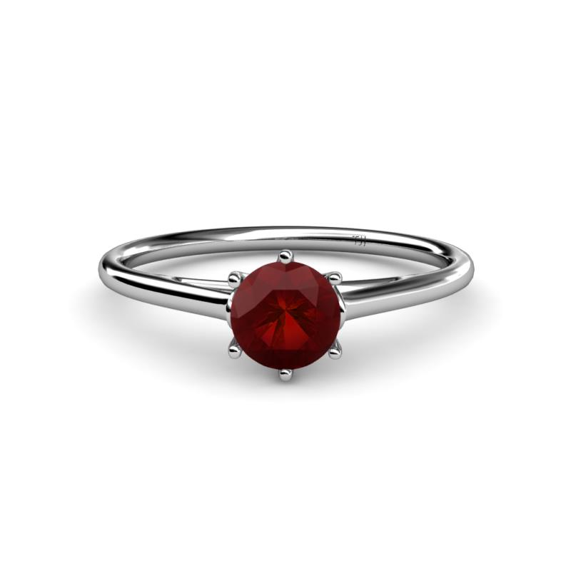 Verena 6.50 mm Round Red Garnet Solitaire Engagement Ring 
