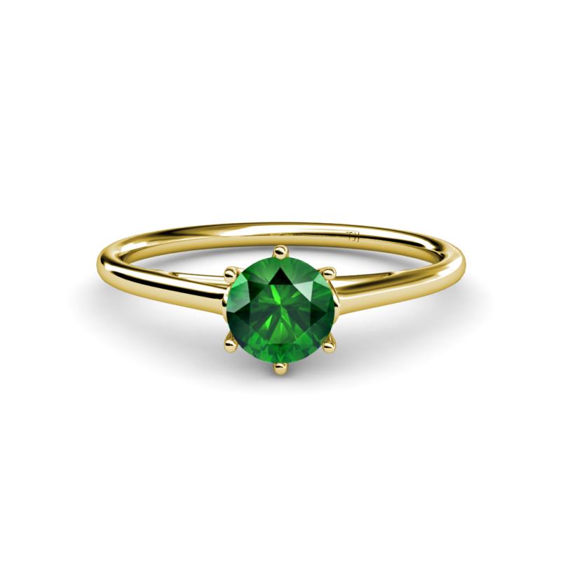 Verena 6.00 mm Round Emerald Solitaire Engagement Ring 