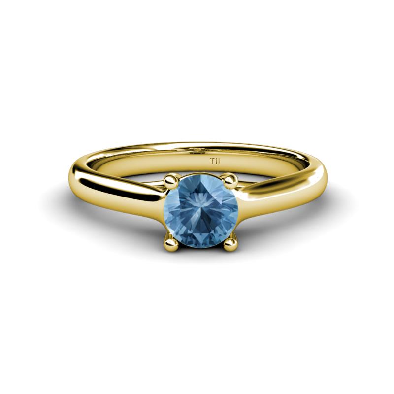 Corona Blue Topaz Solitaire Engagement Ring 