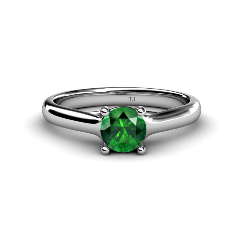 Corona Emerald Solitaire Engagement Ring 