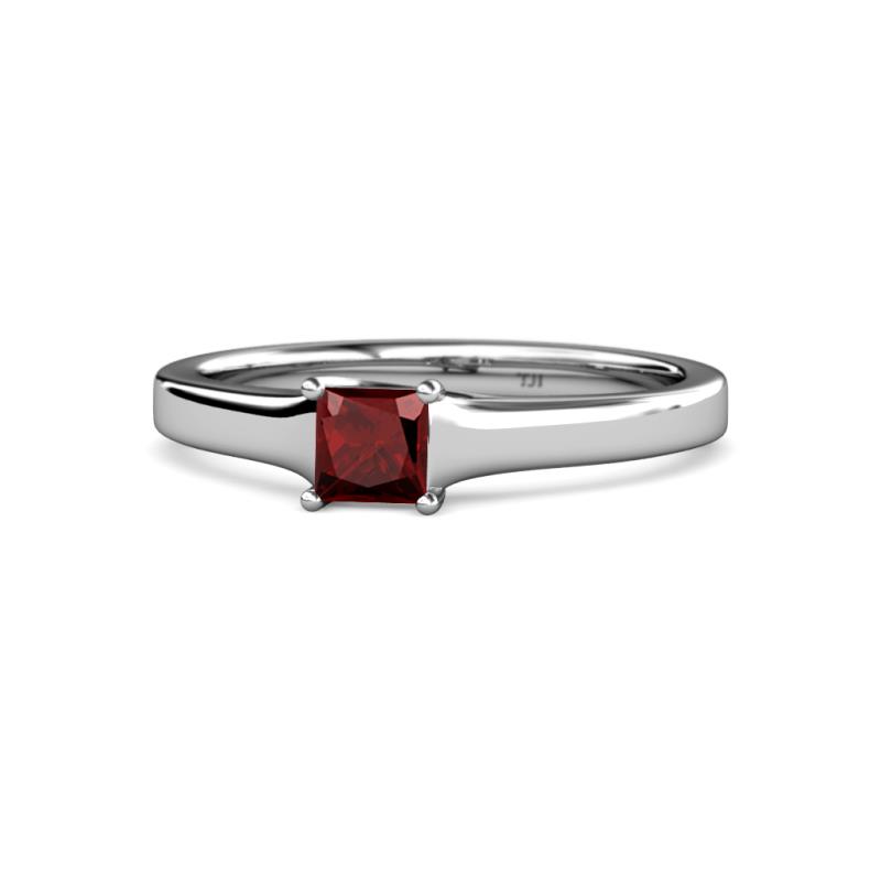 Jemima Princess Cut Red Garnet Solitaire Engagement Ring 