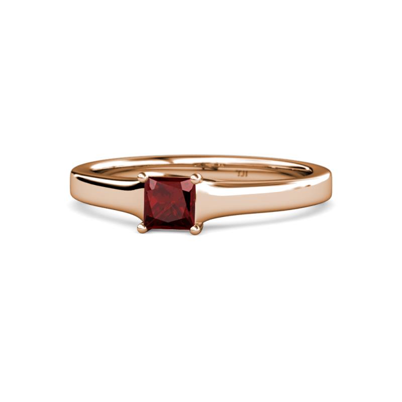 Jemima Princess Cut Red Garnet Solitaire Engagement Ring 