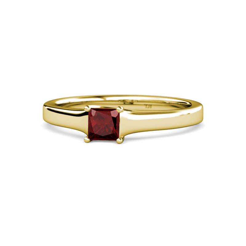 Jemima Princess Cut Red Garnet Solitaire Engagement Ring 