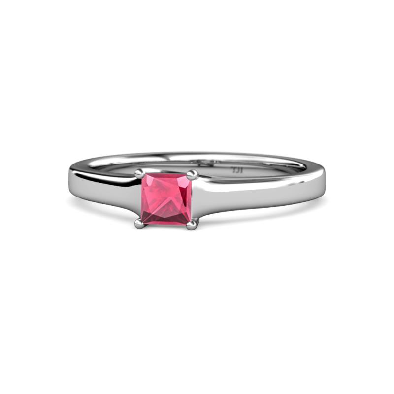Jemima Princess Cut Rhodolite Garnet Solitaire Engagement Ring 