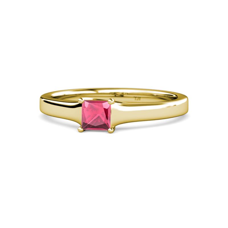 Jemima Princess Cut Rhodolite Garnet Solitaire Engagement Ring 