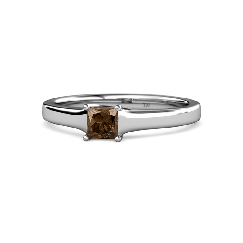 Jemima Princess Cut Smoky Quartz Solitaire Engagement Ring 